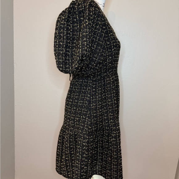 NWT, Avara Cindy Short Party Dress in Black/Gold Tweed, Size SMALL - Picture 12 of 16